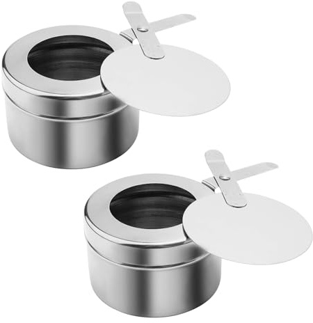TWSOUL Pack of 2 Fuel Paste Containers with Lid, Fondue Burner Made of Stainless Steel, Portable Fondue Burner Burner for Hot Pot, Dry Pot Cuisine, Buffet, Camping, Hiking
