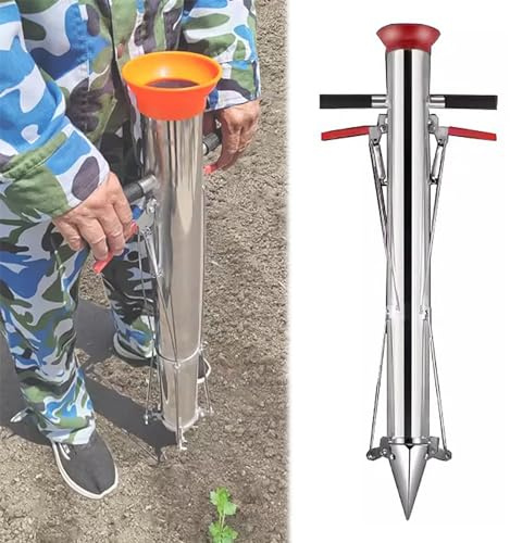 Handheld Bulb Planter Tool - Rust-Resistant Semi-Automatic Design with Non-Slip Grip for Efficiently Planting Potatoes, Pumpkins, Peppers & More!