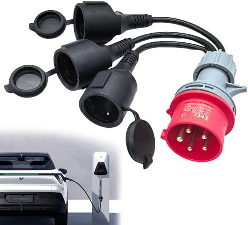 Adaptateur CEE - Adaptateur courant fort - 380 V 16 A vers 3 x 220 V - Adaptateur CEE Schuko - Pour caravane, industrie, extérieur