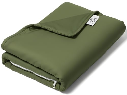 Ella Bettbezug 150x200 cm für Gewichtsdecke - Hergestellt aus 100% Baumwolle - Geeignet für 7 kg und 9 kg Gewichtsdecken - Olivgrün