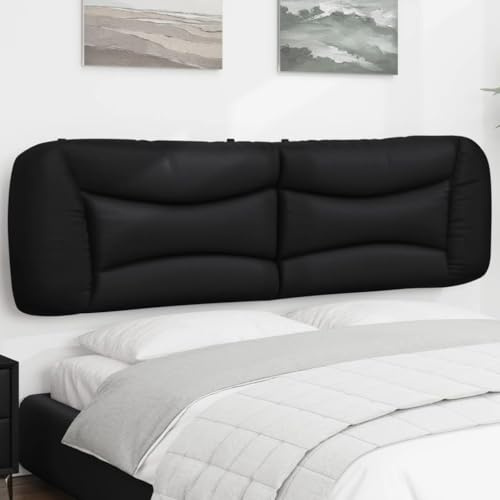 Hoopleep Hvar Kopfteil-Kissen, 183 cm, Schwarz, Kunstleder, gepolstert, für Queen-Size und King-Size Betten, Wandmontage, weich
