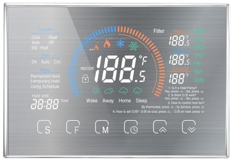 Ounfhtrttk Smart WiFi Thermostat Programmable Thermostat Wireless Heat Pump Thermostat Heat Pump Compatible C-Wire Adapter Included