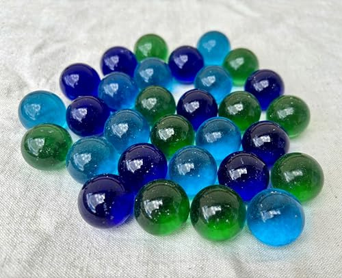 MEIERLE & Söhne 30 Große Glasmurmeln 25mm – Blaue & Grüne Glaskugeln für Deko, Vase, Tischdeko, DIY & Dekoration