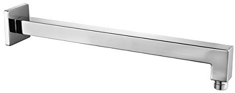 CIENCIA Duscharm Quadrat Edelstahl Wandarm Brausearm 38cm 1/2 zoll Aussengewinde Duscharm Wandhalterung für Kopfbrause Regendusche Chrom, HPF001-1