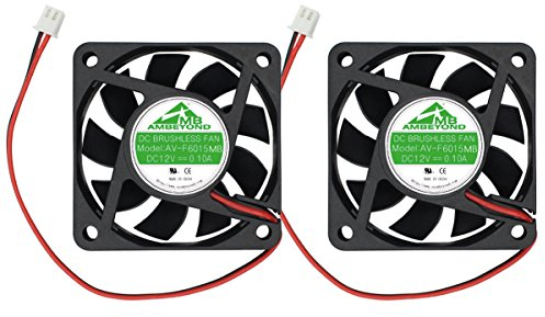 Auriculares iPaquete de 2 Ventiladores de refrigeración sin escobillas de 60 mm por 60 mm por 15 mm 6015 12 V CC con rodamiento de Bolas, 2 pinesnalámbricos-e-32