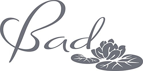 GRAZDesign Wandtattoo Bad Türaufkleber Seerose Blume Badtattoo als Türschild selbstklebend - 071 grau