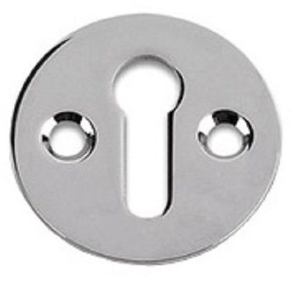 Carlisle Brass Victorian Standard Profile Keyhole OPEN Lock Cover Plate Escutcheon 32mm + Screws (Polished Chrome)