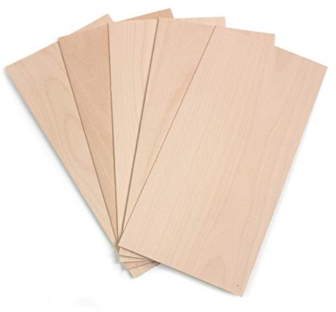 wodewa Placage de Bois 4mm Lot de 5 Plaques 30x14cm I Hêtre Feuille de Placage Bois Panneau Bois Massif pour Bricolage bricoler Modélisme