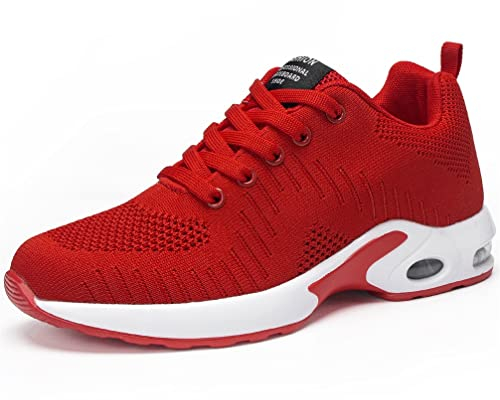 DANNTO Damen Laufschuhe Air Atmungsaktiv Turnschuhe Schnürer Leichte Stoßfest Mode Sportschuhe Outdoor Athletisch Sneaker für Gym Walking Jogging Laufen Basketball Frühling Sommer(Rot,40)
