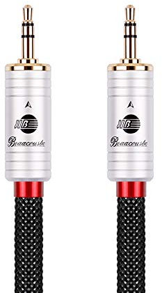 BOAACOUSTIC JIB Audiophile hifi Câble mini Jack Audio Cable Auxiliaire 3.5mm Mâle vers Mâle Câbles Stéréo Jack 3.5mm pour Casque, Voiture, Smartphones, Lecteur MP3 etc, 1.5M