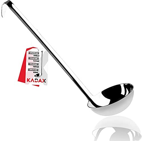 KADAX Mestolo Lungo per Servire Zuppe in Acciaio Inox, Utensile da Cucina con Manico Ergonomico, Pratico Accessorio per la Cottura (10cm/190ml)