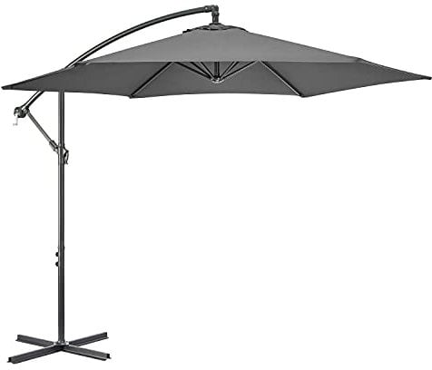 TFS 3m Cantilever Banana Overhanging Garden Parasol - Grey/Green/Black/Natural (Grey)