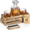 Mixology & Craft Whiskey Decanter and Glasses - 10oz, Lead-Free, Crystal Whiskey Glasses & Whisky Decanter w/ 6 Granite Chilling Rocks - Whiskey Gift Sets for Men