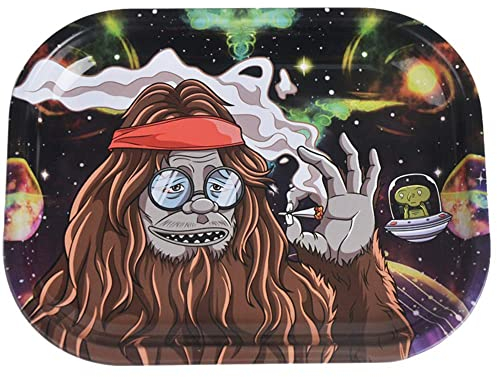 Wise Skies Metal Rolling Tray Smoking Accessories Characters Rolling Papers Rolling Tip Small (The Trippa - Small)