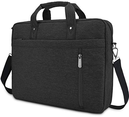 DOB SECHS Laptoptasche 17-17,3 Zoll Aktentaschen Notebooktasche Schulter Tasche für Uni Arbeit Business (Schwarz)