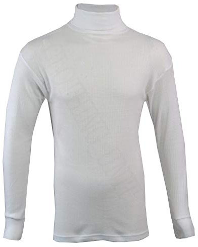 ClothingUnit Mens Thermal Underwear Polo Neck Long Sleeve Top Ski Warm Winter T Shirt M-XL (M, White)