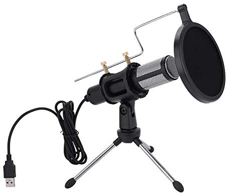 PC/Phone Microphone, Condenser Microphone USB Computer Condenser Gaming Mic Plug & Play with Tripod Stand & Pop Filter for PC Laptop Desktop Windows Computer
