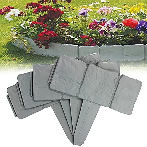 MHGLOVES Zaun Rasenkanten, Beetumrandung Mähkante, Rasenkante in Steinoptik, 20 Stücke Kunststoff Beeteinfassung Gartenzaun, Grenze Pflanzendekoration Für Rasens Oder Der Terrasse, 25X23cm