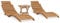 Tidyard Set 2 Sdraio da Giardino e Tavolino Pieghevole in Legno Massello di Teak,Sedia a Sdraio Relax per Giardino,Spiaggia,Piscina