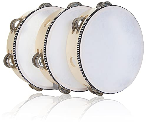 3 Stück 20,3 cm Tamburin für Erwachsene Hand Held Tamburin Drum Bell Metall Schellen Tamburin Instrument für Kirche, Party, KTV, musikalische Bildung (Einzelreihe)