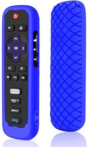 Remote Case for Roku, Battery Cover for TCL Roku Smart TV Steaming Stick Remote, Silicone Protective Controller Universal Sleeve Skin Blue
