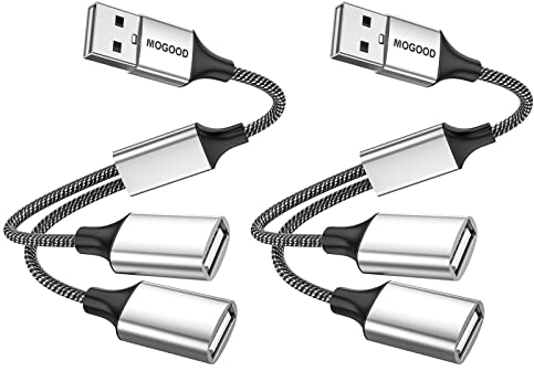 MOGOOD USB Splitter Kabel USB Y Splitter Adapter Dual USB 2.0 Netzkabe lweiterung für Lade/Daten übertragung Dual Double USB Port Extender Hub Extra Multiport Data Split Adapter für Laptop/Mac/Auto