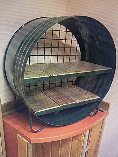 Destello S.L. Bidon en métal étagère laquée 2 loges en bois Diagonale baril industriel personnalisable 60 x 60 x 30 cm