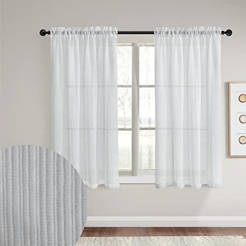GYROHOME Tenda da finestra in voile trasparente, a strisce bianche, filtrante per la luce del sole, protegge la privacy, soggiorno, camera da letto, cucina, 1 pannello, tasca per asta, 60 x 180 cm