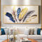 Moderne Goldene Feder Wandbilder Abstrakte Leinwand Bild Home Wohnzimmer Schlafzimmer Dekoration Wandmalerei Funktioniert Rahmenlos 70×140cm