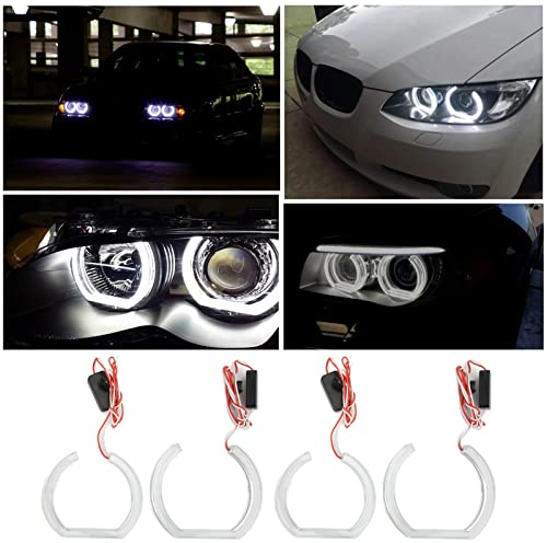 Juego de 4 piezas de faros delanteros LED Angel Eyes Kit blanco para DTM Style Halo Rings Angel Eyes Light para BMW E82 E88 E87 E81 2008‑2011 Xenon Headlamp