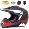 Ruiqieor Casque Moto Cross Casque Moto Enfant Casque Cross Enfant Casque Moto Cross Enfant Avec Gants Masque (S(52-56cm),black red)