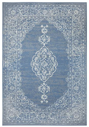 Hanse Home Gloria Orient Teppich 80x150cm – Wohzimmerteppich Mehrfarbig Vintage Teppich Orientalisches Muster für Flur, Esszimmer, Schlafzimmer, Kinderzimmer, Wohnzimmer, Küche – Sky Blue