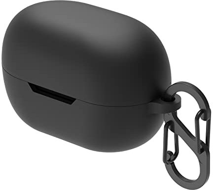 Geekria Silicona Funda Compatible con JBL Tune 115TWS True Auriculares Inalámbricos, Funda Protectora para Auriculares Inalámbricos con Gancho para Llavero, Puerto de Carga Accesible(Negro)