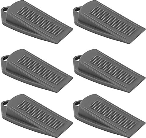 Door Stops, Pack of 6 Rubber Door Wedge Stopper Heavy Duty Anti Slip Door Stop Suitable for All Types of Surfaces (Grey)