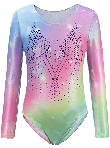 SEAUR - Mädchen Gymnastikanzug Langarm Kinder Turnanzug Tanzen Kleidung Ballet Yoga Kleid Klein Kind Trikot Gymnastik Klassisch 7-8 Jahre