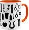 OM3® witzige Kaffeetasse Adult Tasse Sex Toys-Muster Doodle | Keramik Becher | 11oz 325ml | Rundumdruck | Orange