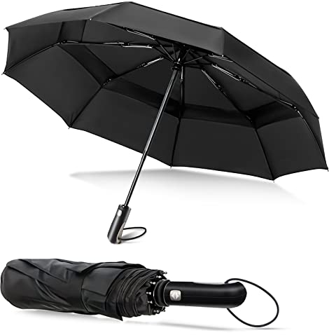 Oziral Parapluie Pliant Anti-tempête Résistant Aux Intempéries Ouverture Automatique Pliant Golf Taille 54 Pouces Grand Parapluie Ventilé Coupe-Vent Renforcé Double Couche, Femme Homme