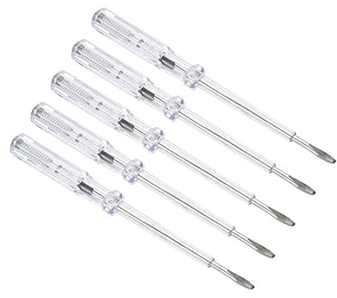 PATIKIL Voltage Tester AC 150-500V Contact Electrical Detector Slotted Screwdriver Tester Pen with Neon Tube, Clear Blue, Pack of 5