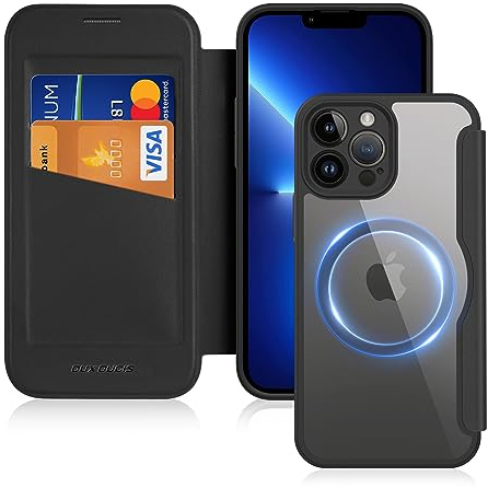 DUX DUCIS Case for iPhone 13 Pro Max - Flip Folio Cover with Card Holder, MagSafe Compatible, RFID Blocking, Premium Leather, Black