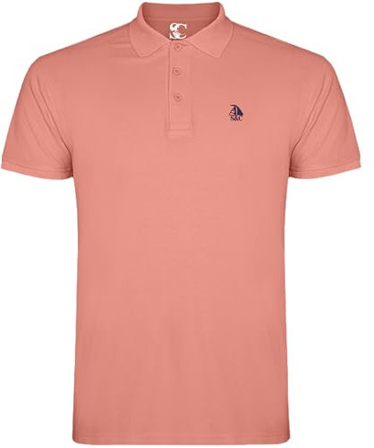 S&C - Polo Uomo Manica Corta 100% Cotone, Tinta Unita, Stile Casual, 3 Bottoni, Design Spagnolo, Tessuto Pique, Regular Fit, Consultare la Taglia, Salmone, L