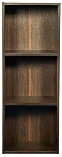 Top Home Solutions Wooden Storage Unit - Tier Strong Bookcase Shelving - For Home Office Display - Wooden Multipurpose - Walnut - 3 Tier