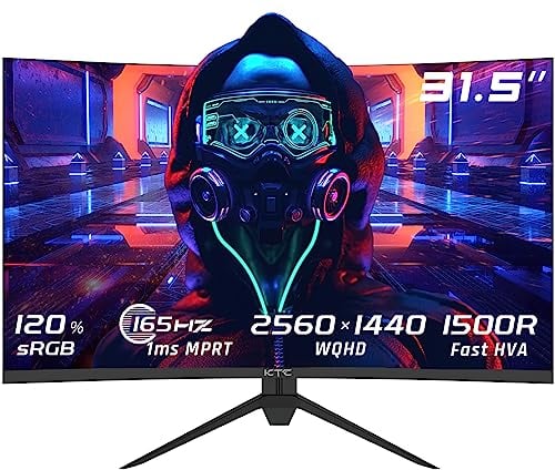 KTC Gaming Monitor 32 Zoll Curved, 180Hz, QHD 2K 2560 x 1440p, 1ms, HDR10, Freesync & G-sync, VA 1500R PC Bildschirm, 125% sRGB, Blaulicht Reduktion, VESA, DP 1.4 180Hz, HDMI 2.0 144Hz, USB, H32S17