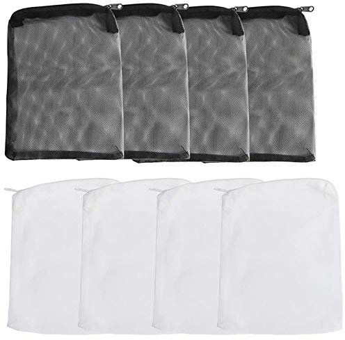 Doumneou 24 Stück Aquarium Filterbeutel Medien Mesh Filterbeutel Wiederverwendbare Netzbeutel für Granulat Kohle, Bioball und Schwarz