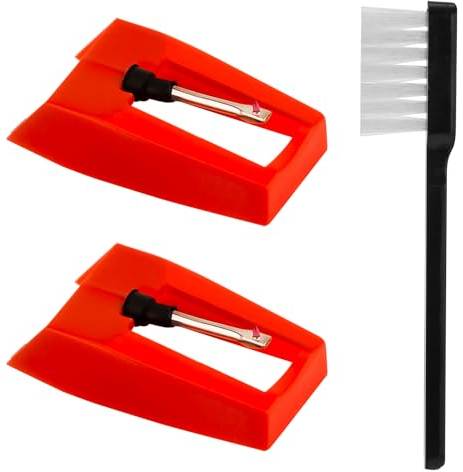 2pcs Record Player Needle with Cleaning Brush, Turntable Needle Turntable Record Needles Replacement Diamond Needle Stylus for LP Phonograph, Victrola, ION, Crosley Vinyl Record Players