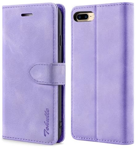 TOHULLE Case for iPhone 7 Plus iPhone 8 Plus, Premium PU Leather Wallet Case with Card Holder Kickstand Magnetic Closure Flip Folio Case Cover Compatible with iPhone 7 Plus/8 Plus - Purple