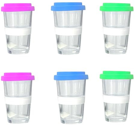 vienberg | 6 unidades | 2GO vasos de cristal con tapa | vaso de vidrio reutilizable para batidos