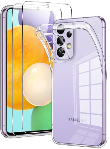 Votvloay Coque pour Samsung Galaxy A52 4G / A52 5G / A52S 5G avec 2 Pièces Verre Trempé, Ultra Transparent Mince Souple TPU Silicone Étui Protection Antichoc Anti-Rayures Housse pour Samsung A52S 6,5