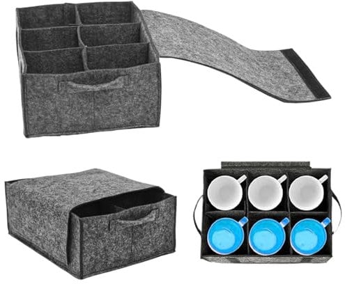 HORREX 1 x Cup Holder Plate Holder Motorhome Storage for 6 Cups Camping Organiser Motorhome Camping Accessories Motorhome Gadgets Cup Holder for Motorhomes, Caravans and Boats