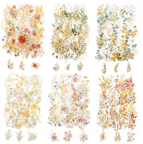 240 Stück Scrapbook Stickers Pflanzen Ästhetik Stickers Transparente PET Sticker Wasserfest Dekorative Aufkleber für DIY Fotoalbum Tagebuch Notizbuch Scrapbooking Zubehör