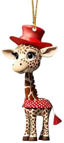 Weihnachtsbaum Giraffen Anhänger Acryl Cartoon Giraffen Dekorative Ornamente 2D Spaß Weihnachtsanhänger Deko Christbaumschmuck Weihnachtsschmuck Geschenk Weihnachtsanhänger Giraffe (B, One Size)